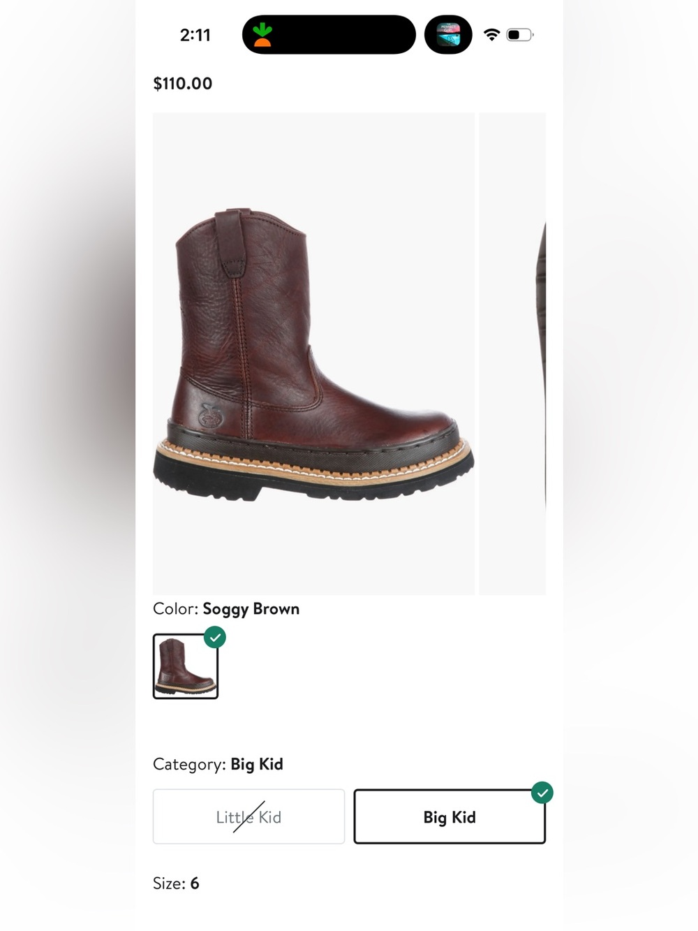 Soggy Brown Leather Kids Georgia Boots Size 6!